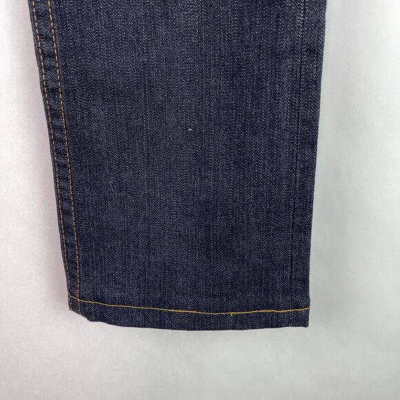 True Religion Blue Dark Wash Metallic Painted Horseshoe Flap Pockets Jeans Sz 31 - Picture 3 of 13